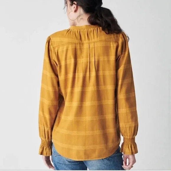 NEW Faherty HARPER TOP IN ASPEN GOLD PLAID - Picture 4 of 10